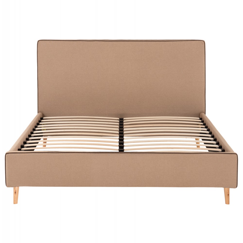 ΚΡΕΒΑΤΙ ΜΕ ΣΤΡΩΜΑ INDRA HM21280.02 ΜΠΕΖ ΥΦΑΣΜΑ--ΓΙΑ 160x200εκ