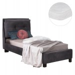 ΚΡΕΒΑΤΙ ΜΕ ΣΤΡΩΜΑ RILEY HM21282.01 ΓΚΡΙ ΒΕΛΟΥΔΟ--ΓΙΑ 90x200εκ