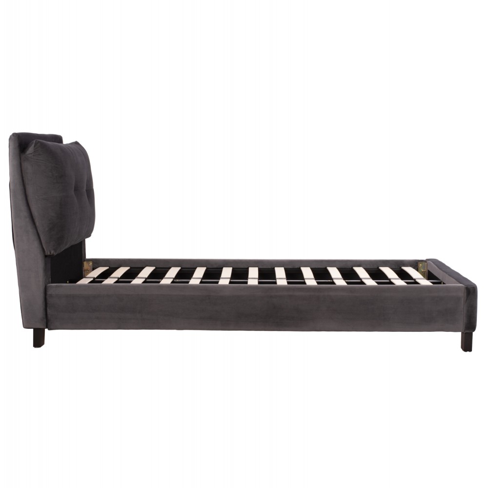 ΚΡΕΒΑΤΙ ΜΕ ΣΤΡΩΜΑ RILEY HM21282.01 ΓΚΡΙ ΒΕΛΟΥΔΟ--ΓΙΑ 90x200εκ