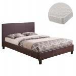 ΚΡΕΒΑΤΙ ΜΕ ΣΤΡΩΜΑ BECCA HM21283.02 ΚΑΦΕ PU--ΓΙΑ 150x200εκ