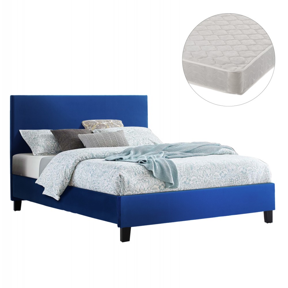 ΚΡΕΒΑΤΙ ΜΕ ΣΤΡΩΜΑ BECCA HM21283.07 ΜΠΛΕ ΒΕΛΟΥΔΟ--ΓΙΑ 150x200εκ