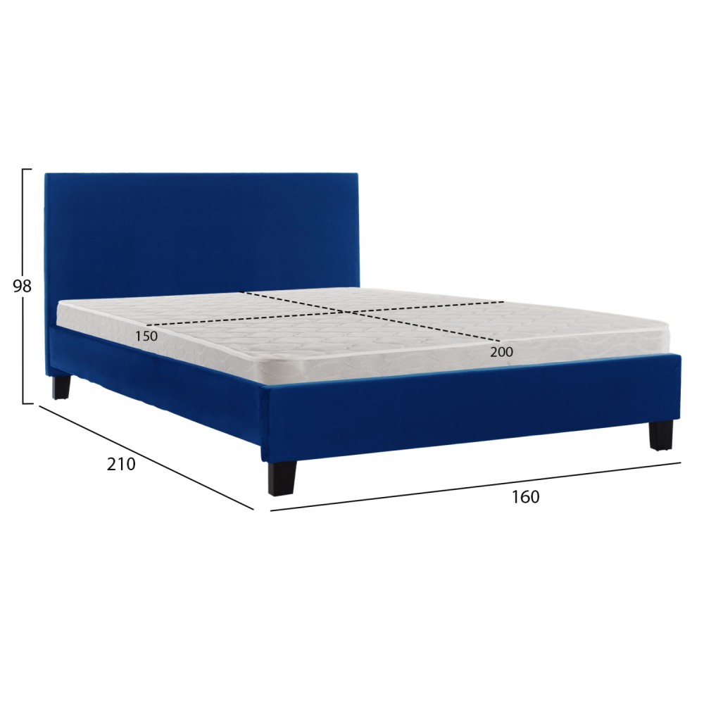 ΚΡΕΒΑΤΙ ΜΕ ΣΤΡΩΜΑ BECCA HM21283.07 ΜΠΛΕ ΒΕΛΟΥΔΟ--ΓΙΑ 150x200εκ