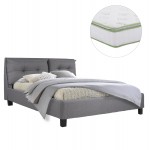 ΚΡΕΒΑΤΙ ΜΕ ΣΤΡΩΜΑ BILLIE HM21284.03 ΓΚΡΙ ΥΦΑΣΜΑ--ΓΙΑ 160x200εκ