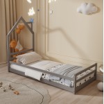 ΚΡΕΒΑΤΙ ΠΑΙΔΙΚΟ ΜΕ ΣΤΡΩΜΑ HOUSER HM21301.01 ΞΥΛΟ ΠΕΥΚΟΥ ΣΕ ΓΚΡΙ--ΣΤΡΩΜΑ 90x190εκ