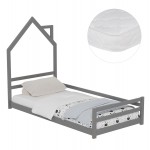 ΚΡΕΒΑΤΙ ΠΑΙΔΙΚΟ ΜΕ ΣΤΡΩΜΑ HOUSER HM21301.01 ΞΥΛΟ ΠΕΥΚΟΥ ΣΕ ΓΚΡΙ--ΣΤΡΩΜΑ 90x190εκ