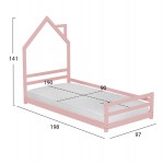 ΚΡΕΒΑΤΙ ΠΑΙΔΙΚΟ ΜΕ ΣΤΡΩΜΑ HOUSER HM21301.02 ΞΥΛΟ ΠΕΥΚΟΥ ΣΕ ΡΟΖ--ΣΤΡΩΜΑ 90x190εκ