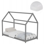 ΚΡΕΒΑΤΙ ΠΑΙΔΙΚΟ ΜΕ ΣΤΡΩΜΑ PEPE HM21302.02 ΞΥΛΟ ΠΕΥΚΟΥ ΣΕ ΓΚΡΙ--ΣΤΡΩΜΑ 90x190εκ