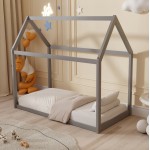 ΚΡΕΒΑΤΙ ΠΑΙΔΙΚΟ ΜΕ ΣΤΡΩΜΑ PEPE HM21303.02 ΞΥΛΟ ΠΕΥΚΟΥ ΣΕ ΓΚΡΙ--ΣΤΡΩΜΑ 70x140εκ