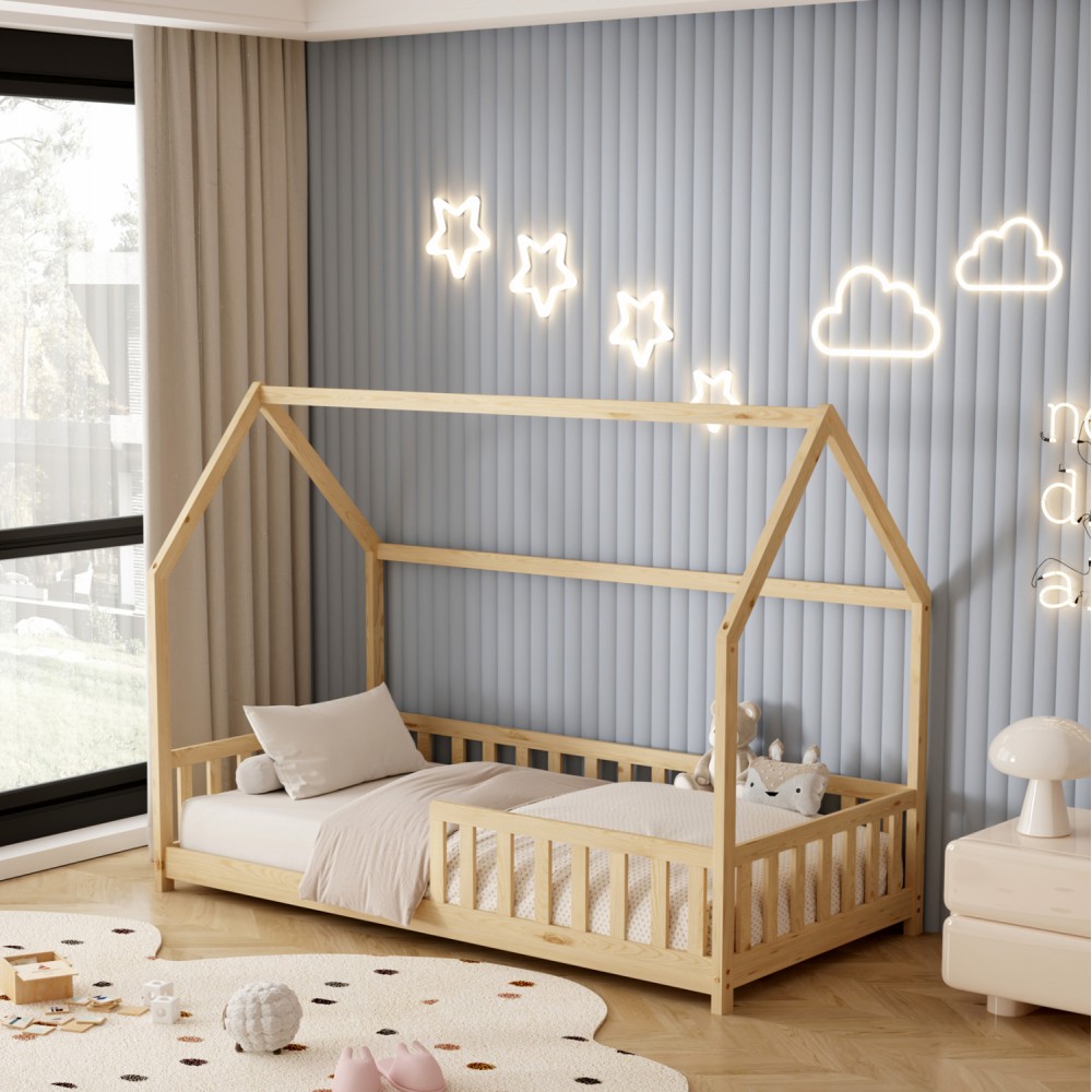 ΚΡΕΒΑΤΙ ΠΑΙΔΙΚΟ ΜΕ ΣΤΡΩΜΑ PHYLLIS HM21304 ΞΥΛΟ ΠΕΥΚΟΥ ΣΕ ΦΥΣΙΚΟ--ΣΤΡΩΜΑ 90x190εκ