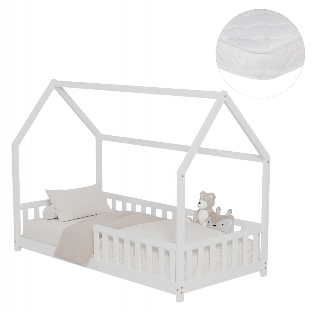 ΚΡΕΒΑΤΙ ΠΑΙΔΙΚΟ ΜΕ ΣΤΡΩΜΑ PHYLLIS HM21304.01 ΞΥΛΟ ΠΕΥΚΟΥ ΣΕ ΛΕΥΚΟ--ΣΤΡΩΜΑ 90x190εκ