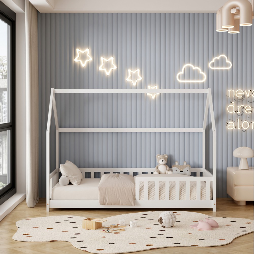 ΚΡΕΒΑΤΙ ΠΑΙΔΙΚΟ ΜΕ ΣΤΡΩΜΑ PHYLLIS HM21304.01 ΞΥΛΟ ΠΕΥΚΟΥ ΣΕ ΛΕΥΚΟ--ΣΤΡΩΜΑ 90x190εκ