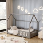 ΚΡΕΒΑΤΙ ΠΑΙΔΙΚΟ ΜΕ ΣΤΡΩΜΑ PHYLLIS HM21304.02 ΞΥΛΟ ΠΕΥΚΟΥ ΣΕ ΓΚΡΙ--ΣΤΡΩΜΑ 90x190εκ