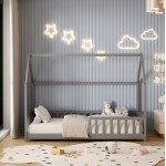 ΚΡΕΒΑΤΙ ΠΑΙΔΙΚΟ ΜΕ ΣΤΡΩΜΑ PHYLLIS HM21304.02 ΞΥΛΟ ΠΕΥΚΟΥ ΣΕ ΓΚΡΙ--ΣΤΡΩΜΑ 90x190εκ