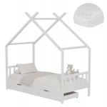 ΚΡΕΒΑΤΙ ΠΑΙΔΙΚΟ ΜΕ ΣΤΡΩΜΑ KLARICE HM21305.01 ΞΥΛΟ ΠΕΥΚΟΥ ΣΕ ΛΕΥΚΟ--ΣΤΡΩΜΑ 90x190εκ