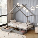 ΚΡΕΒΑΤΙ ΠΑΙΔΙΚΟ ΜΕ ΣΤΡΩΜΑ KLARICE HM21305.02 ΞΥΛΟ ΠΕΥΚΟΥ ΣΕ ΓΚΡΙ--ΣΤΡΩΜΑ 90x190εκ