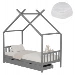 ΚΡΕΒΑΤΙ ΠΑΙΔΙΚΟ ΜΕ ΣΤΡΩΜΑ KLARICE HM21305.02 ΞΥΛΟ ΠΕΥΚΟΥ ΣΕ ΓΚΡΙ--ΣΤΡΩΜΑ 90x190εκ