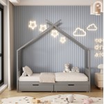 ΚΡΕΒΑΤΙ ΠΑΙΔΙΚΟ ΜΕ ΣΤΡΩΜΑ KLARICE HM21305.02 ΞΥΛΟ ΠΕΥΚΟΥ ΣΕ ΓΚΡΙ--ΣΤΡΩΜΑ 90x190εκ