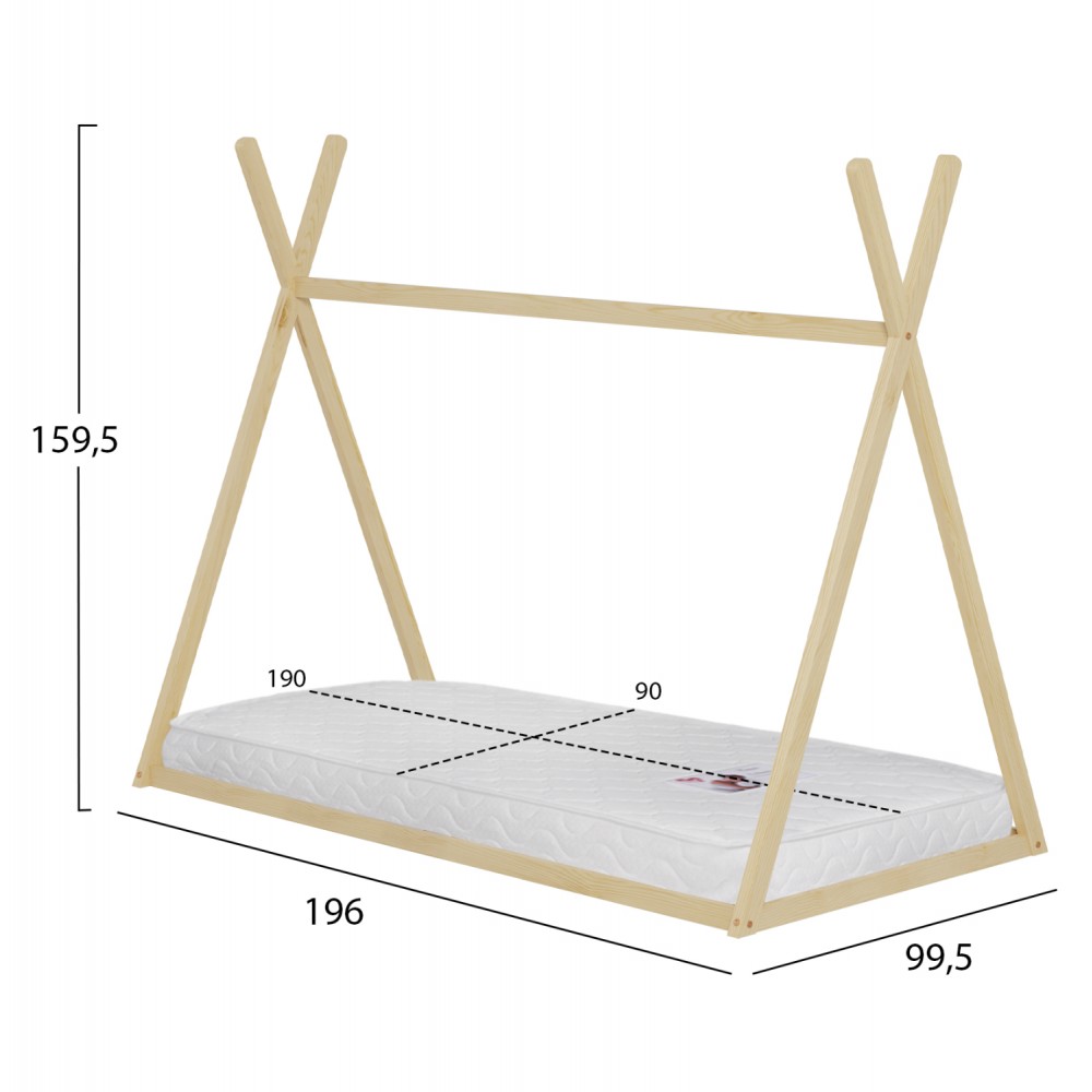ΚΡΕΒΑΤΙ ΠΑΙΔΙΚΟ ΜΕ ΣΤΡΩΜΑ MUNK HM21306 ΞΥΛΟ ΠΕΥΚΟΥ ΣΕ ΦΥΣΙΚΟ--ΣΤΡΩΜΑ 90x190εκ