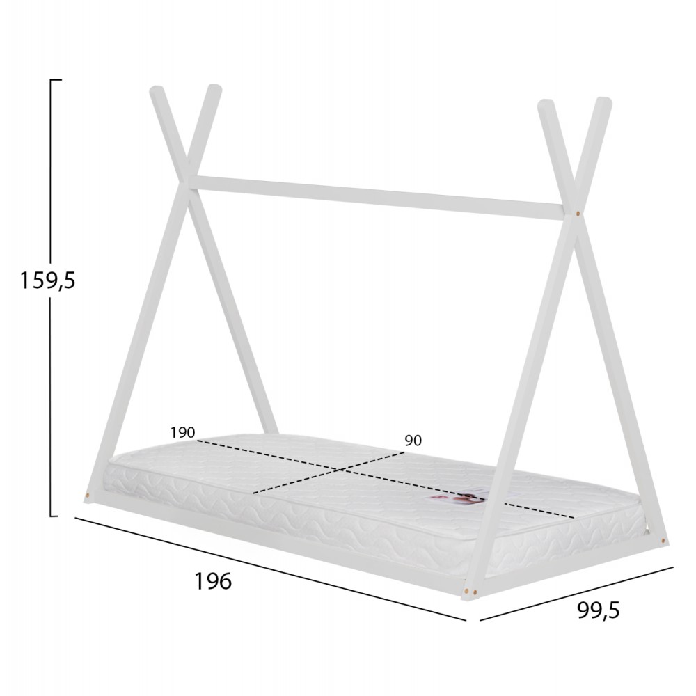 ΚΡΕΒΑΤΙ ΠΑΙΔΙΚΟ ΜΕ ΣΤΡΩΜΑ MUNK HM21306.01 ΞΥΛΟ ΠΕΥΚΟΥ ΣΕ ΛΕΥΚΟ--ΣΤΡΩΜΑ 90x190εκ
