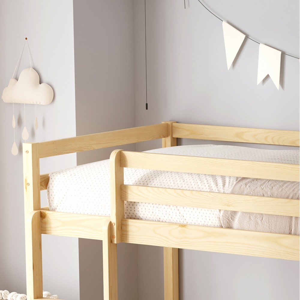 ΚΟΥΚΕΤΑ ΠΑΙΔΙΚΗ ΜΕ ΠΑΡΚΑΚΙ PLAYKID HM21312 ΞΥΛΟ ΠΕΥΚΟΥ ΦΥΣΙΚΟ--ME ΣΤΡΩΜΑ 90x190εκ