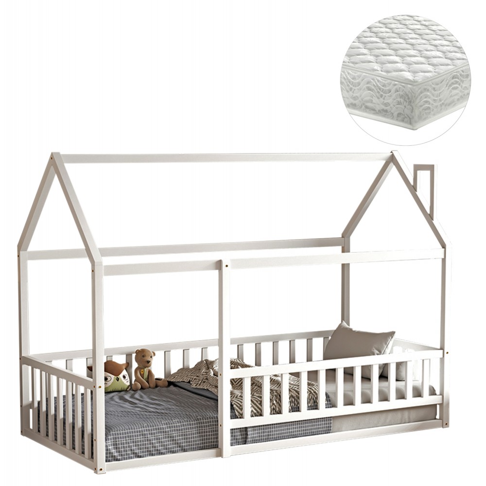 ΚΡΕΒΑΤΙ ΠΑΙΔΙΚΟ ΜΕ ΣΤΡΩΜΑ HOUSER HM21315.01 ΞΥΛΟ ΠΕΥΚΟΥ ΣΕ ΛΕΥΚΟ--ΣΤΡΩΜΑ 90x190εκ