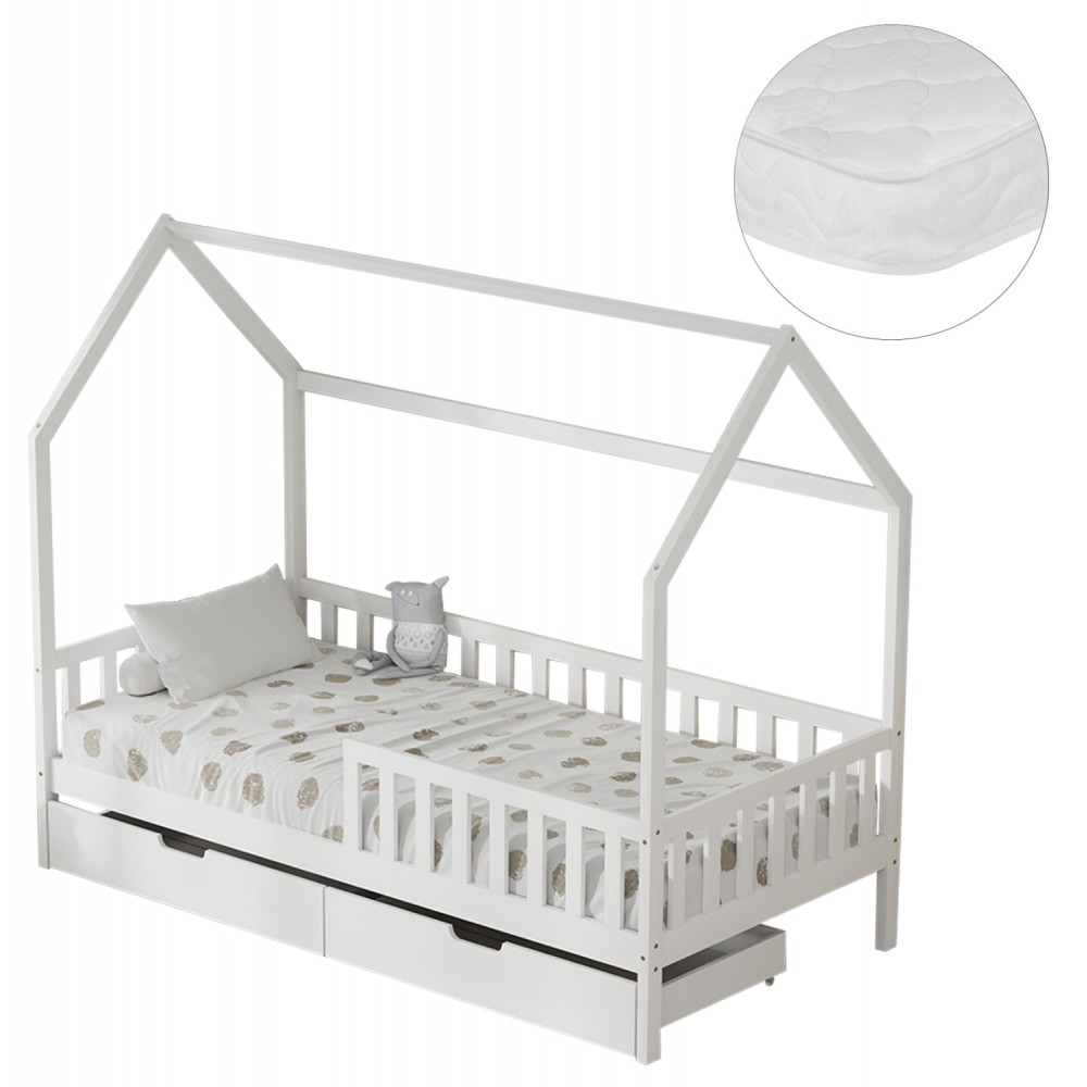 ΚΡΕΒΑΤΙ ΠΑΙΔΙΚΟ ΜΕ ΣΥΡΤΑΡΙΑ PHYLLIS HM21324.01 ΞΥΛΟ ΠΕΥΚΟΥ ΛΕΥΚΟ--ΜΕ ΣΤΡΩΜΑ 90x190εκ