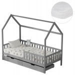 ΚΡΕΒΑΤΙ ΠΑΙΔΙΚΟ ΜΕ ΣΥΡΤΑΡΙΑ PHYLLIS HM21324.02 ΞΥΛΟ ΠΕΥΚΟΥ ΓΚΡΙ--ΜΕ ΣΤΡΩΜΑ 90x190εκ