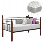 ΚΑΝΑΠΕΣ ΚΡΕΒΑΤΙ ΜΕ ΣΤΡΩΜΑ REVEN HM21329 ΜΕΤΑΛΛΟ & ΞΥΛΟ ΣΕ DIRTY OAK--ΣΤΡΩΜΑ 90Χ190εκ