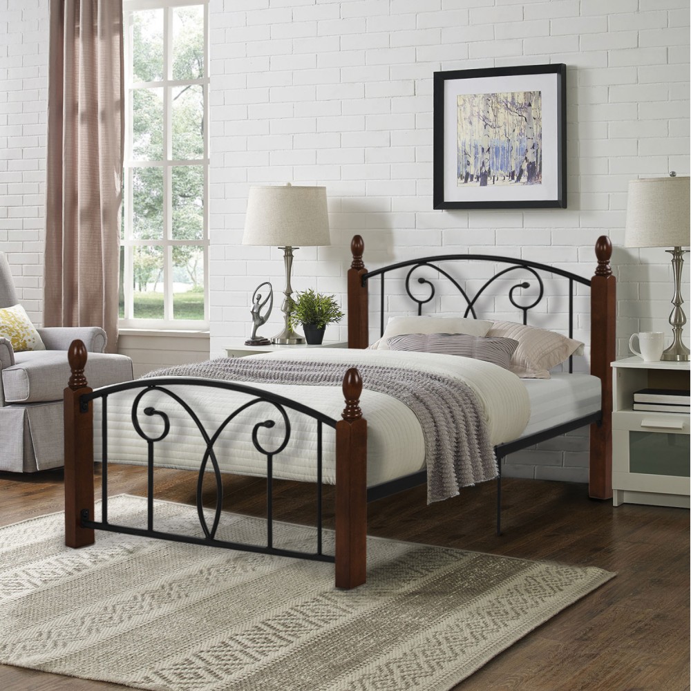 ΚΡΕΒΑΤΙ ΜΟΝΟ & ΣΤΡΩΜΑ SUZIE HM21331 ΜΕΤΑΛΛΟ & ΞΥΛΟ ΣΕ ΚΑΡΥΔΙ--ΣΤΡΩΜΑ 90x190εκ