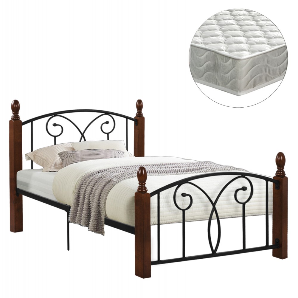 ΚΡΕΒΑΤΙ ΜΟΝΟ & ΣΤΡΩΜΑ SUZIE HM21331 ΜΕΤΑΛΛΟ & ΞΥΛΟ ΣΕ ΚΑΡΥΔΙ--ΣΤΡΩΜΑ 90x190εκ