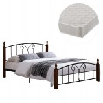 ΚΡΕΒΑΤΙ ΔΙΠΛΟ & ΣΤΡΩΜΑ SUZIE HM21332 ΜΕΤΑΛΛΟ & ΞΥΛΟ ΣΕ ΚΑΡΥΔΙ--ΣΤΡΩΜΑ 150x200εκ