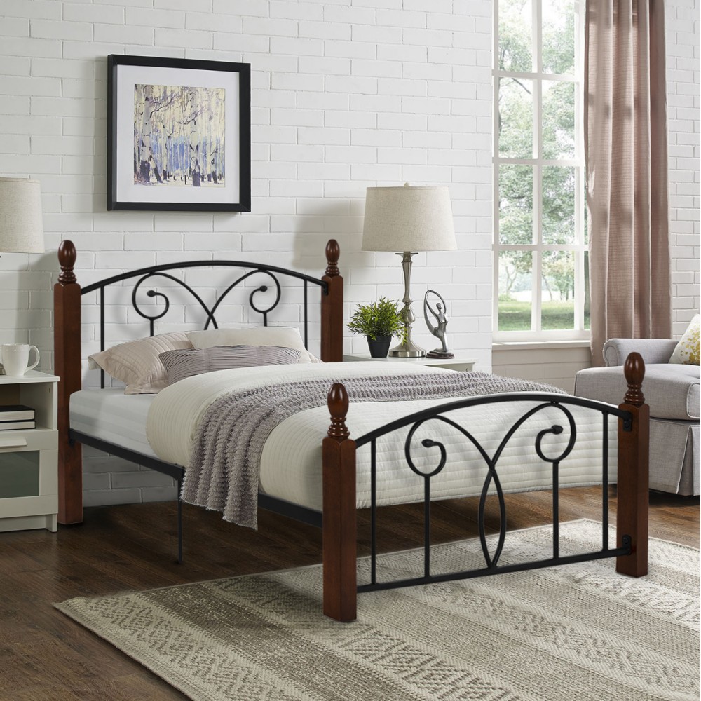 ΚΡΕΒΑΤΙ ΗΜΙΔΙΠΛΟ & ΣΤΡΩΜΑ SUZIE HM21333 ΜΕΤΑΛΛΟ & ΞΥΛΟ ΣΕ ΚΑΡΥΔΙ--ΣΤΡΩΜΑ 110x190εκ