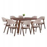 ΣΕΤ ΤΡΑΠΕΖΑΡΙΑΣ 9ΤΜΧ RIDER HM21341 ΤΡΑΠΕΖΙ ΑΠΟ MDF--ΚΑΡΕΚΛΕΣ RUBBERWOOD & ΥΦΑΣΜΑ