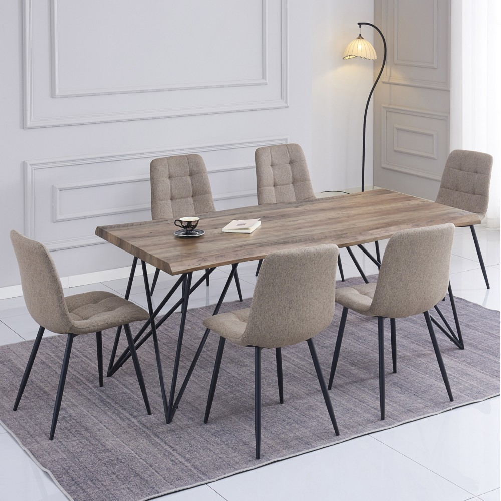 ΣΕΤ ΤΡΑΠΕΖΑΡΙΑΣ 7ΤΜΧ VIGOR HM21355 ΤΡΑΠΕΖΙ 180x90εκ ΜΕ 6 ΚΑΡΕΚΛΕΣ