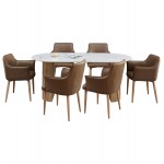 ΣΕΤ ΤΡΑΠΕΖΑΡΙΑΣ 7ΤΜΧ MELLOW HM21361 ΚΕΡΑΜΙΚΟ TOP/MDF ΠΟΔΙΑ--PU ΚΑΦΕ/ΜΕΤΑΛ.ΠΟΔΙΑ