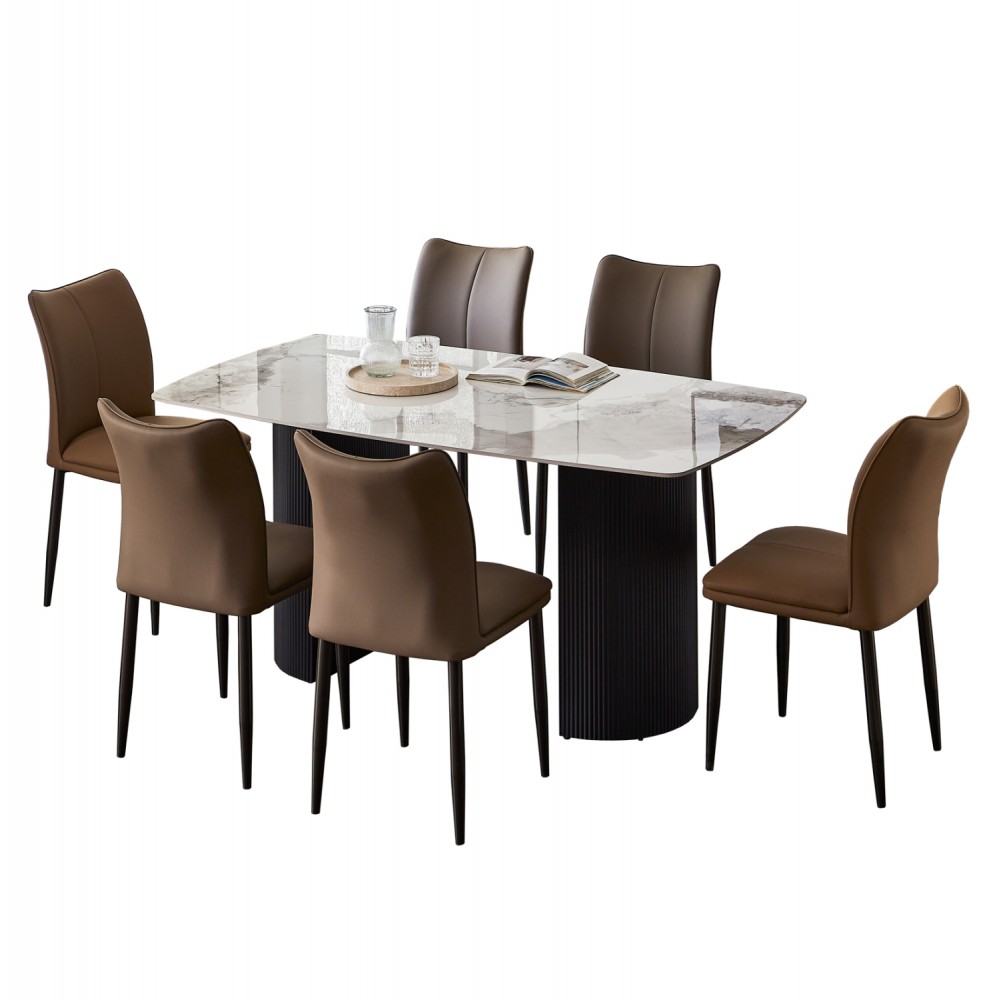 ΣΕΤ ΤΡΑΠΕΖΑΡΙΑΣ 7ΤΜΧ MINAO HM21362 ΚΕΡΑΜΙΚΟ TOP/MDF ΠΟΔΙΑ--PU ΚΑΦΕ/ΜΕΤΑΛ.ΠΟΔΙΑ
