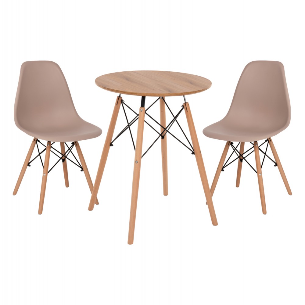 ΣΕΤ ΤΡΑΠΕΖΑΡΙΑΣ 3ΤΜΧ TWIST HM21370 ΣΤΡΟΓΓΥΛΟ ΤΡΑΠΕΖΙ Φ60 & 2 ΚΑΡΕΚΛΕΣ ΣΕ ΚΑΠΟΥΤΣΙΝΟ