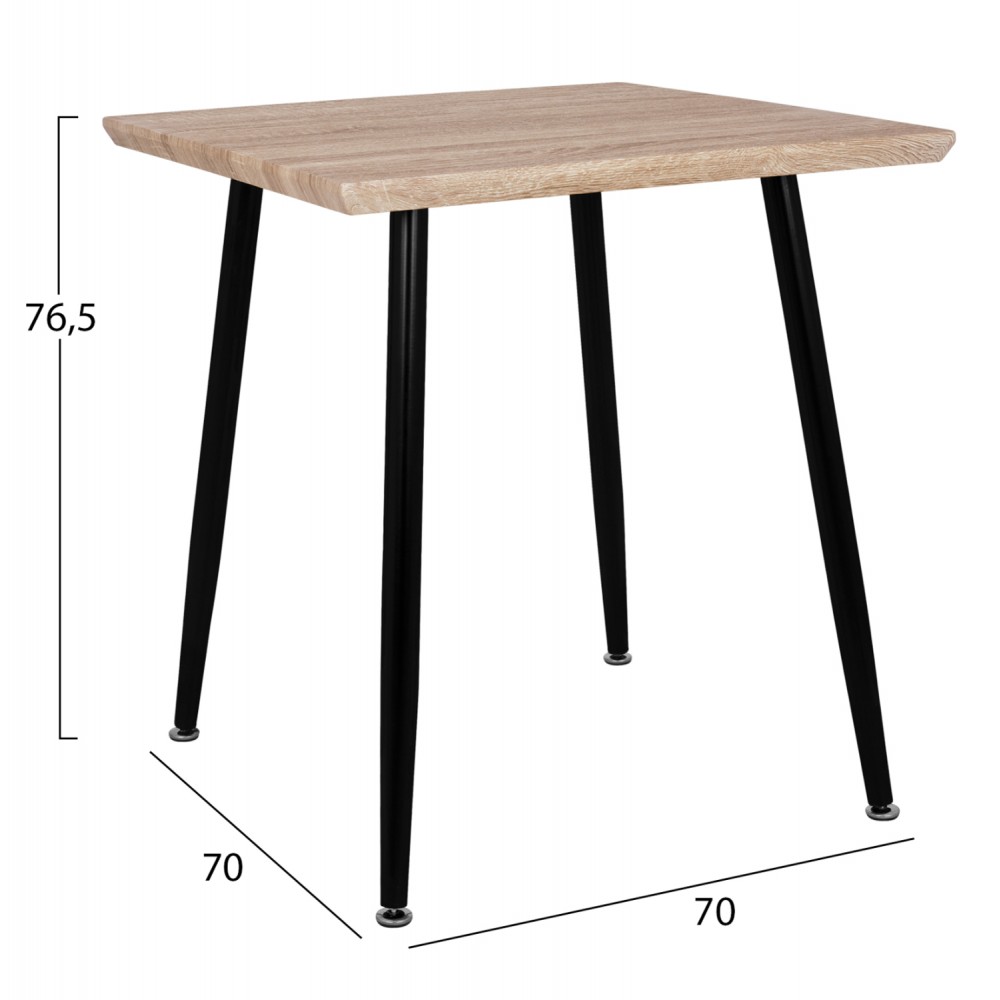 ΣΕΤ ΤΡΑΠΕΖΑΡΙΑΣ 3ΤΜΧ PALOMA HM21380.02 ΤΕΤΡΑΓΩΝΟ ΤΡΑΠΕΖΙ & 2 ΚΑΡΕΚΛΕΣ ΣΕ ΜΑΥΡΟ