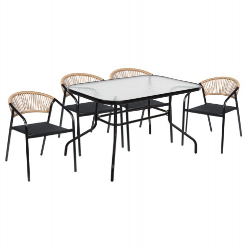 ΣΕΤ ΤΡΑΠΕΖΑΡΙΑΣ 5ΤΜΧ ADAM HM10859.03 ΚΑΡΕΚΛΕΣ ΜΕΤΑΛΛΙΚΕΣ & ΤΡΑΠΕΖΙ 120x70εκ ΜΑΥΡΟ