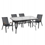 ΣΕΤ ΤΡΑΠΕΖΑΡΙΑΣ 5ΤΜΧ BRUNO HM10729.03 ΚΑΡΕΚΛΕΣ ΜΕΤΑΛΛΙΚΕΣ & ΤΡΑΠΕΖΙ 150x90εκ ΜΑΥΡΟ