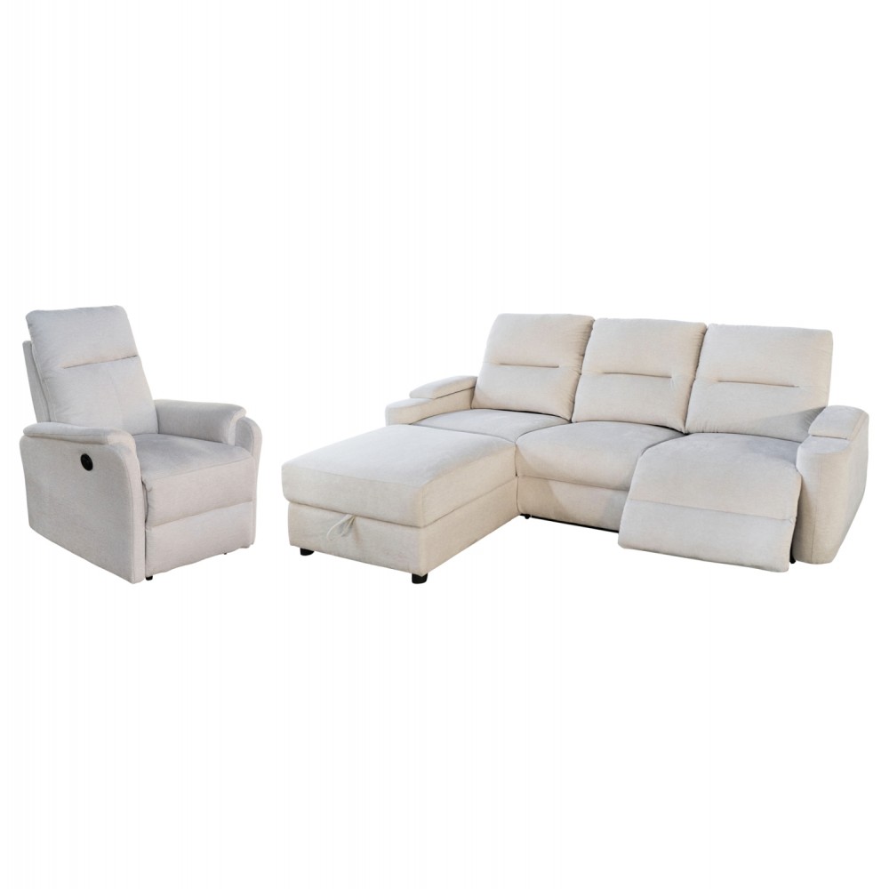 ΣΕΤ ΚΑΝΑΠΕΣ-ΠΟΛΥΘΡΟΝΑ RELAX SYNTHIA HM10735.01 ΜΠΕΖ ΥΦΑΣΜΑ-ΗΛΕΚΤΡΙΚΗ ΑΝΑΚΛΙΣΗ [L]