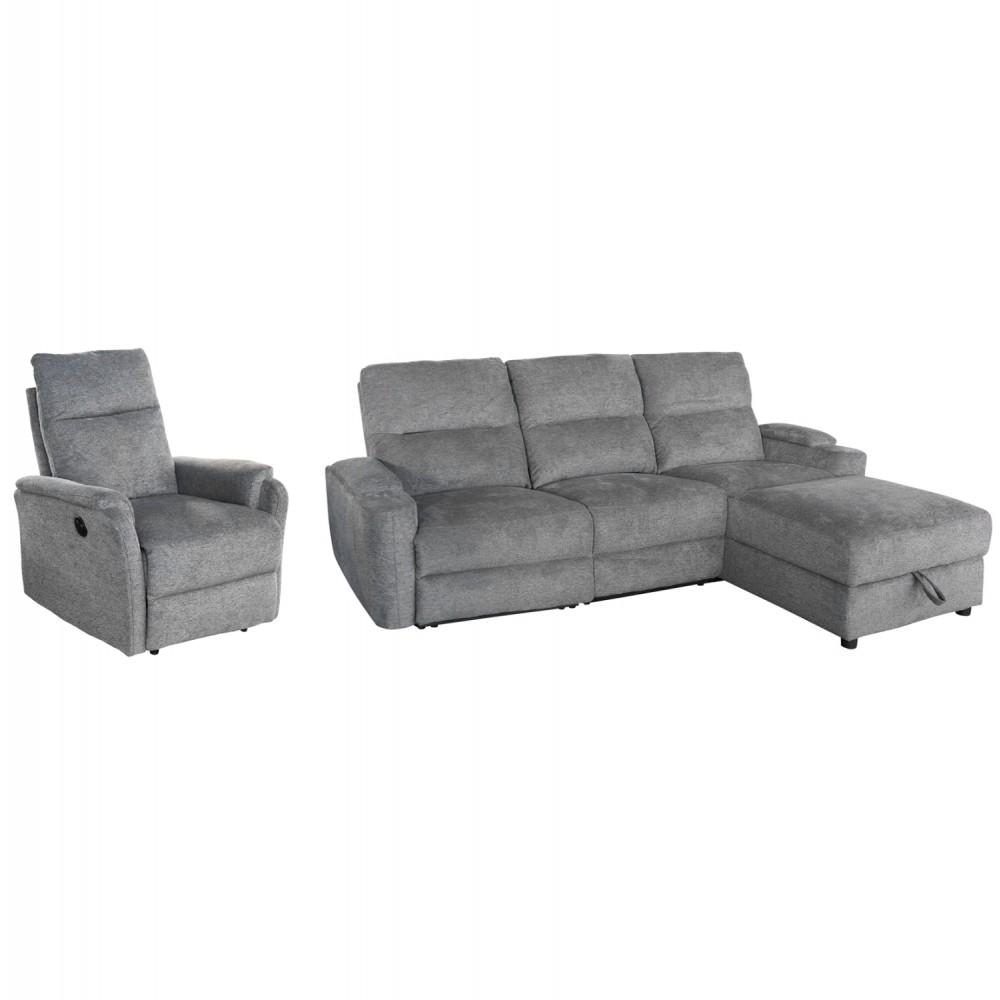 ΣΕΤ ΚΑΝΑΠΕΣ-ΠΟΛΥΘΡΟΝΑ RELAX SYNTHIA HM10736.03 ΓΚΡΙ ΥΦΑΣΜΑ-ΗΛ.ΑΝΑΚΛΙΣΗ [R]