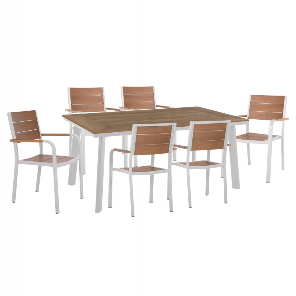 ΣΕΤ ΤΡΑΠΕΖΑΡΙΑΣ TABER HM10737.01 ΤΡΑΠΕΖΙ & 6 ΠΟΛΥΘΡΟΝΕΣ-ΑΛΟΥΜΙΝΙΟ & POLYWOOD-ΛΕΥΚΟ