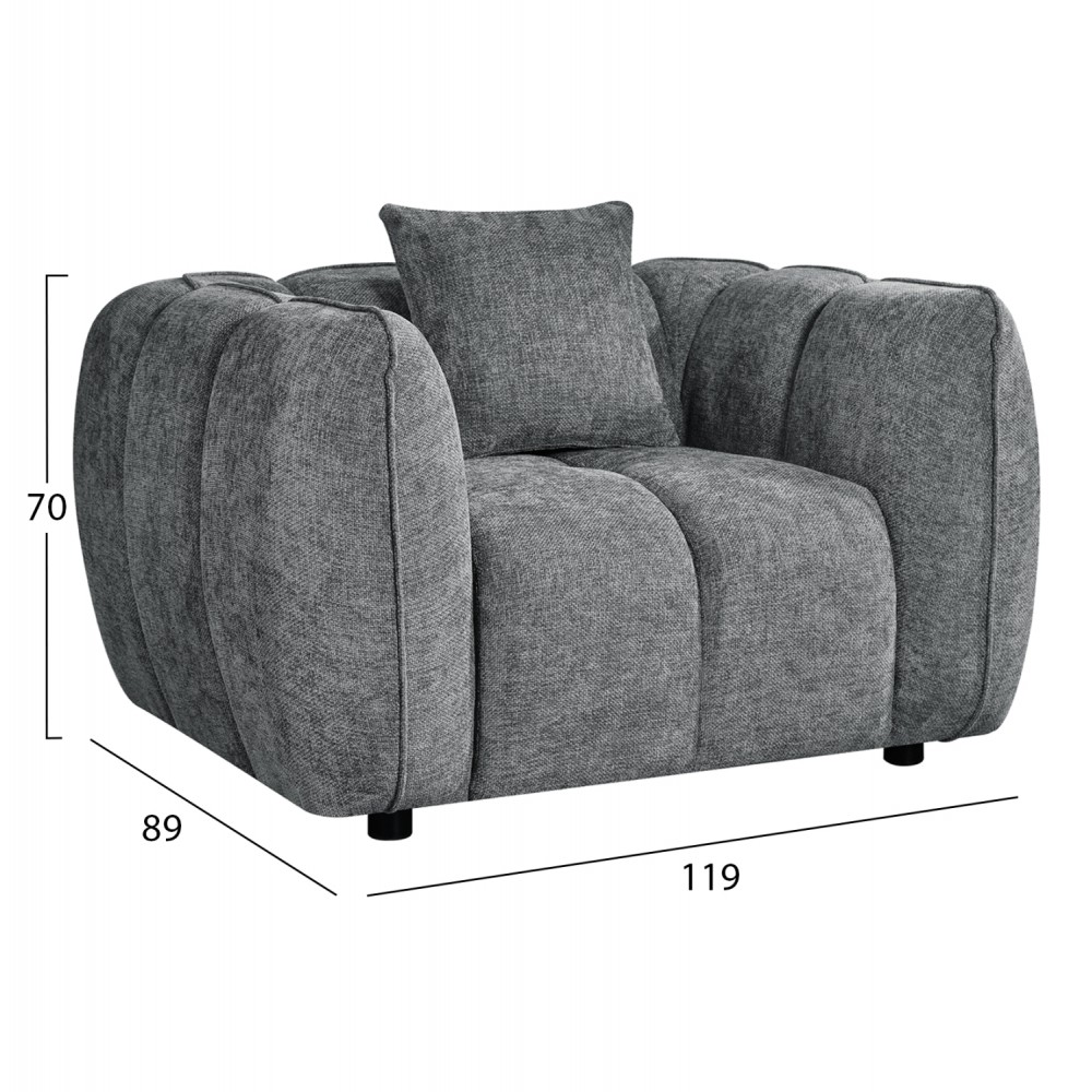 ΣΕΤ ΚΑΝΑΠΕΣ ΓΩΝΙΑ (ΔΕΞΙΑ)-ΠΟΛΥΘΡΟΝΑ LOUNGE LYKKE HM10820.01R ΓΚΡΙ ΥΦΑΣΜΑ