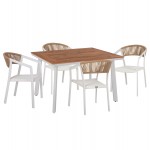 ΣΕΤ ΤΡΑΠΕΖΑΡΙΑΣ 5ΤΜΧ TABER HM10837.02 ΚΑΡΕΚΛΕΣ & ΤΡΑΠΕΖΙ ΑΛΟΥΜ.-POLYWOOD--ΛΕΥΚΟ