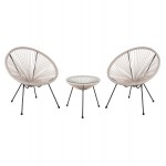 ΣΕΤ ΕΞΩΤΕΡΙΚΟΥ ΧΩΡΟΥ 3ΤΜΧ ACAPULCO HM11861.03 P.E.RATTAN ΕΚΡΟΥ-ΜΕΤΑΛΛΟ ΣΕ ΜΑΥΡΟ