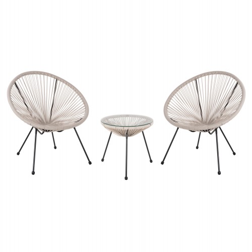 ΣΕΤ ΕΞΩΤΕΡΙΚΟΥ ΧΩΡΟΥ 3ΤΜΧ ACAPULCO HM11861.03 P.E.RATTAN ΕΚΡΟΥ-ΜΕΤΑΛΛΟ ΣΕ ΜΑΥΡΟ