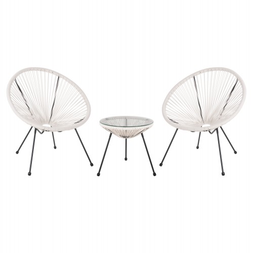 ΣΕΤ ΕΞΩΤΕΡΙΚΟΥ ΧΩΡΟΥ 3ΤΜΧ ACAPULCO HM11861.12 P.E.RATTAN ΛΕΥΚΟ-ΜΕΤΑΛΛΟ ΣΕ ΜΑΥΡΟ