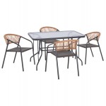 ΣΕΤ ΤΡΑΠΕΖΑΡΙΑΣ 5ΤΜΧ ADAM HM10859.01 ΚΑΡΕΚΛΕΣ ΜΕΤΑΛΛΙΚΕΣ & ΤΡΑΠΕΖΙ 120x70εκ ΓΚΡΙ