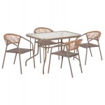 ΣΕΤ ΤΡΑΠΕΖΑΡΙΑΣ 5ΤΜΧ ADAM HM10727.04 ΚΑΡΕΚΛΕΣ ΜΕΤΑΛΛΙΚΕΣ & ΤΡΑΠΕΖΙ 110x60εκ ΣΑΜΠΑΝΙ